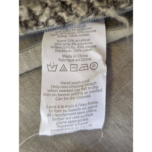 West Elm Boucle Pillow Cover 18x18 NWT Gray Wool Blnd Modern Neutral Cotton Back - Picture 7 of 9